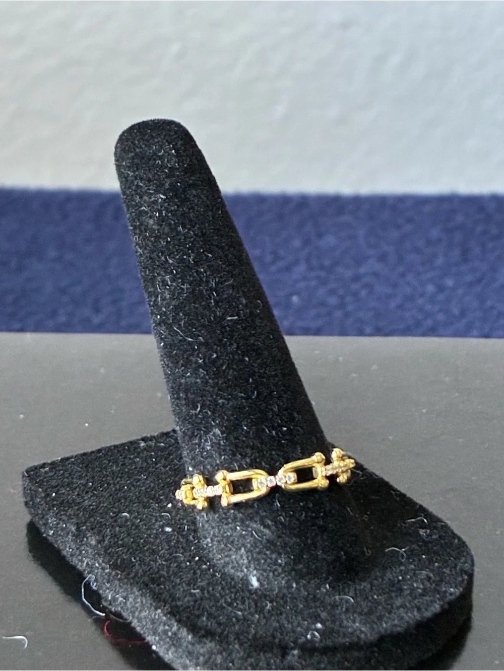 Sterling Silver 925 Gold Link Chain Ring Sz 8